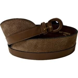 Vintage Guy Laroche brown pigskin leather belt, never worn, 28 in/70 cm